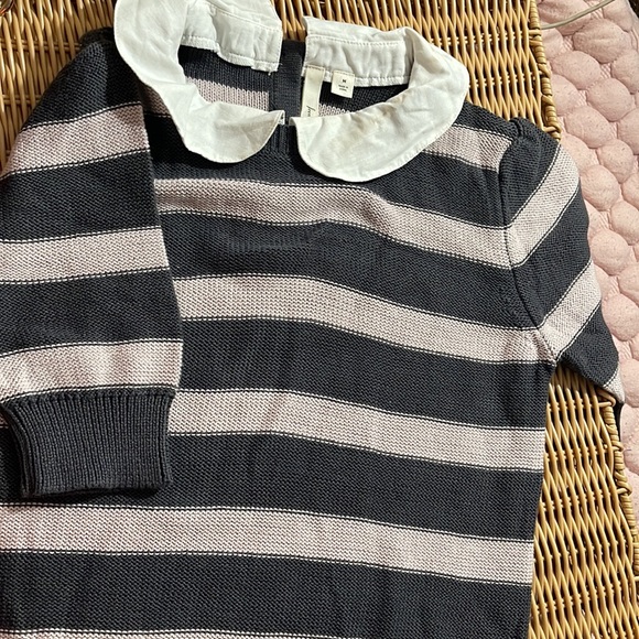 Frenchi sweater with collar. Striped with light pink - Picture 4 of 7